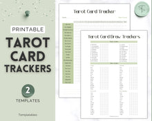 Load image into Gallery viewer, Tarot Card Trackers & Monthly Readings | Learn Tarot Card Readings, Tarot Spreads | Beginner Tarot Planner Workbook, Grimoire & Cheat Sheets | Green