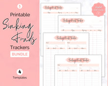 Load image into Gallery viewer, Sinking Funds Tracker BUNDLE | Printable Savings, Budget & Finance Trackers | Pink Watercolor