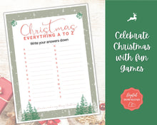 Load image into Gallery viewer, Christmas A to Z Game | A-Z Xmas Holiday Party Game Printables for the Family | Green