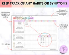 Load image into Gallery viewer, ADHD Symptom Tracker, Behavior & Hygiene Tracker BUNDLE | Pastel Rainbow
