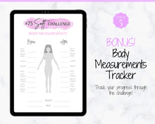 Load image into Gallery viewer, EDITABLE 75 SOFT Challenge Tracker | 75soft Printable Challenge, Fitness & Health Planner | Purple Watercolor