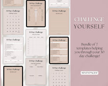 Load image into Gallery viewer, EDITABLE 30 Day Challenge Tracker | 30 Day Habit Tracker Printable, Weight Loss Journal, Fitness Planner | Lux