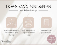 Load image into Gallery viewer, Monthly Budget Planner Printable | Financial Income, Expenses, Debt, Paycheck & Savings Tracker Template | Lux
