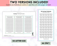 Load image into Gallery viewer, Mini Savings Challenge Printable BUNDLE | 12 Saving Trackers, Cash Envelope, A6 Saving Challenges | Leaf