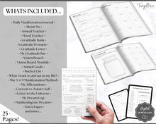 Load image into Gallery viewer, Manifestation & Affirmation Journal | Law of Attraction, Vision Board & Mindfulness Printables | Mono