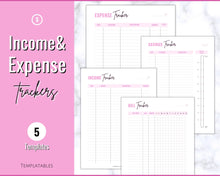 Load image into Gallery viewer, Savings Tracker BUNDLE | Income, Expenses, Savings & Bill Tracker Printables, Personal Finance Planner Binder | Brit Pink