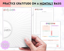 Load image into Gallery viewer, Gratitude Journal Printable Bundle | Mindfulness Log, Gratitude Template, Self Care & Wellness Planner | Pastel Rainbow