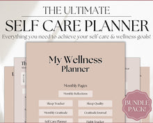 Load image into Gallery viewer, Self Care Planner & Wellness Journal BUNDLE | Printable Selfcare Tracker Checklist, Wellbeing, Mindfulness & Health Planners | Lux