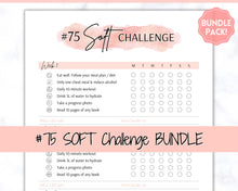 Load image into Gallery viewer, EDITABLE 75 SOFT Challenge Tracker | 75soft Printable Challenge, Fitness & Health Planner | Pink Watercolor
