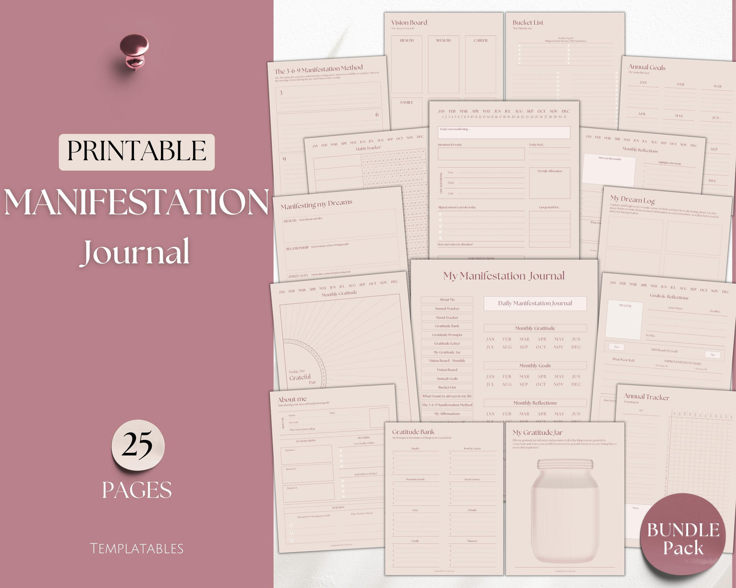Manifestation & Affirmation Journal | Law of Attraction, Vision Board & Mindfulness Printables | Lux