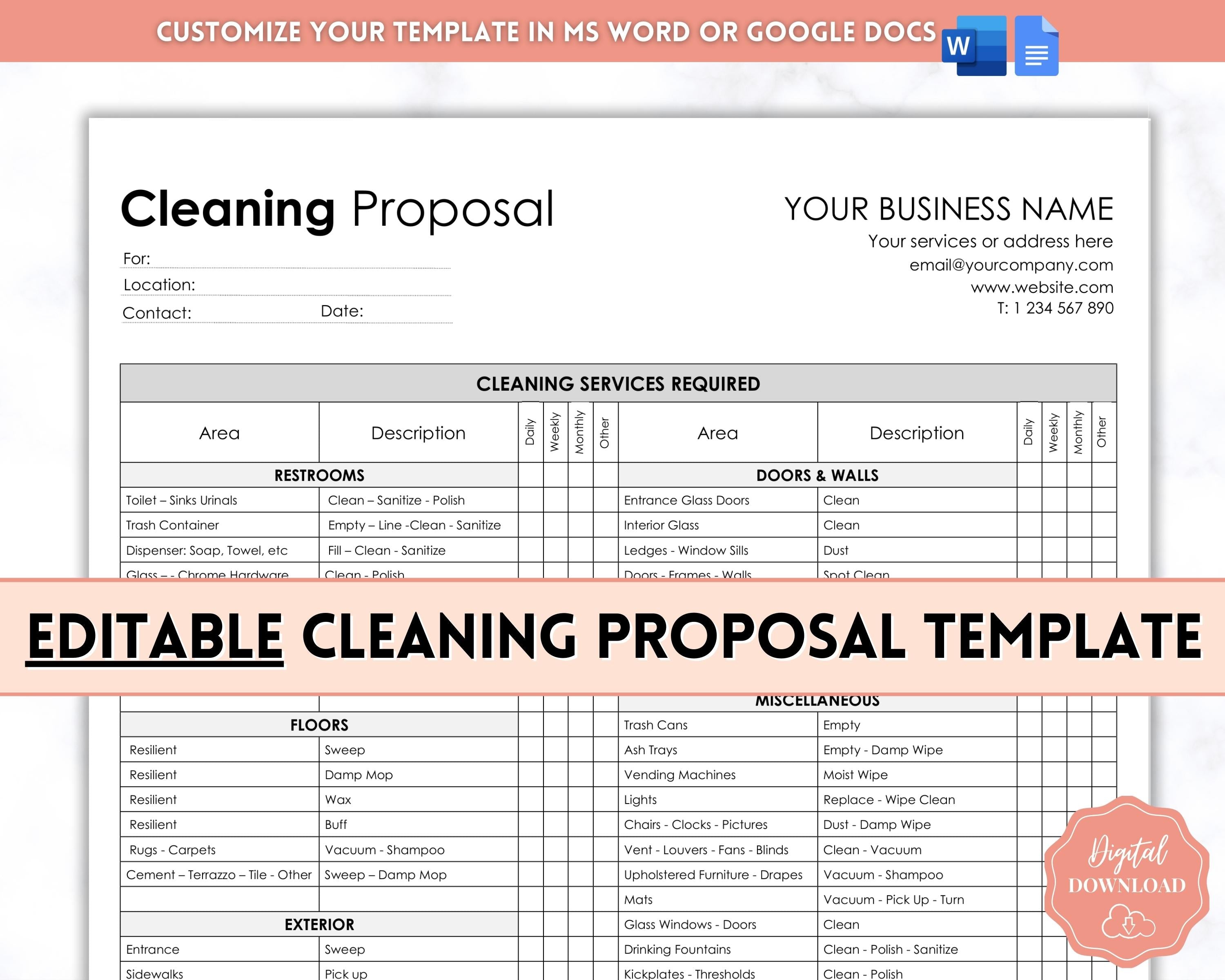 Cleaning Proposal & Commerical Cleaning Estimate Template Cleaning Proposal & Commerical Cleaning Estimate Template