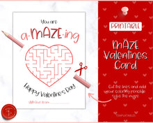 Load image into Gallery viewer, Printable Maze Valentines Day card for Kids | You're Amazing Pencil Valentine Gift | Classroom Puzzle Card