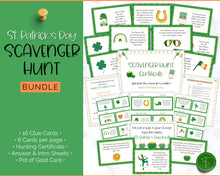Load image into Gallery viewer, St Patricks Day Scavenger Hunt Printable Game | Kids Leprechaun Tresure Hunt Game for St Patricks Day | Pot of Gold