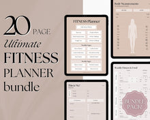Load image into Gallery viewer, Fitness Planner Ultimate Bundle | Weight Loss, Workout, Fitness, Wellnes & Health, Meal Planner, Self Care, Habit Tracker | Lux