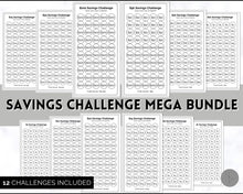 Load image into Gallery viewer, Mini Savings Challenge Printable BUNDLE | 12 Saving Trackers, Cash Envelope, A6 Saving Challenges | Mono