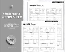 Load image into Gallery viewer, 4 Patient Nurse Report Sheet to Organize your Shifts | Nurse Brain Sheet, ICU Nurse Report Patient Assessment Template | Mono