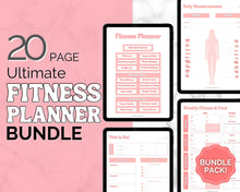 Load image into Gallery viewer, Fitness Planner Ultimate Bundle | Weight Loss, Workout, Fitness, Wellnes & Health, Meal Planner, Self Care, Habit Tracker | Hearts