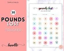 Load image into Gallery viewer, Pounds Lost Tracker Bundle - 10 20, 30, 50, 100 lbs Printable Weight Loss Printables | Swash Rainbow