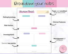 Load image into Gallery viewer, Nursing Revision Sheets for Medical School | Medicine & Nursing Students, Exam Revision Notes & Guide Templates | Sky Mermaid