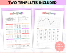 Load image into Gallery viewer, Annual Budget Tracker | Bill, Expenses, Income & Savings Tracker | Pastel Rainbow