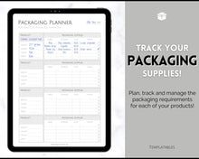 Load image into Gallery viewer, Packaging Planner Template Printable | Digital Small Business Product Planner | Mono