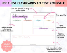 Load image into Gallery viewer, Drug Card Template, Nursing Pharmacology Printable Notes, Nursing School Student Study Guide | Pastel Rainbow