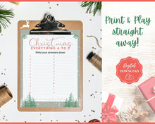 Load image into Gallery viewer, Christmas A to Z Game | A-Z Xmas Holiday Party Game Printables for the Family | Green