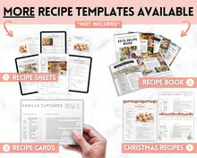 Load image into Gallery viewer, Editable Cookbook Template | Recipe Binder Kit, Recipe Book, Card & Sheet Templates, Food Planner, 35+ page bundle | Mono
