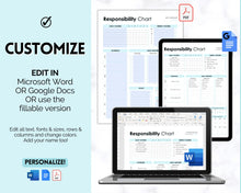 Load image into Gallery viewer, EDITABLE Responsibility Chart | Family Chore Chart, Weekly Adult Routine & Reward Chart for Kids | Blue