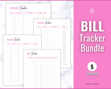 Load image into Gallery viewer, Savings Tracker BUNDLE | Income, Expenses, Savings & Bill Tracker Printables, Personal Finance Planner Binder | Brit Pink