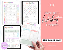 Load image into Gallery viewer, Workout Tracker BUNDLE | Fitness, Exercise & Weight loss Planner | Pastel Rainbow