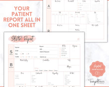 Load image into Gallery viewer, SBAR Nurse Brain Report Sheet | ICU Nurse Report, RN Nursing, New Grad, Patient Assessment, Printable Template | Pink Watercolor