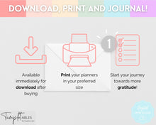 Load image into Gallery viewer, Gratitude Journal Printable Bundle | Mindfulness Log, Gratitude Template, Self Care & Wellness Planner | Pastel Rainbow