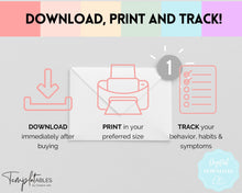 Load image into Gallery viewer, ADHD Symptom Tracker, Behavior & Hygiene Tracker BUNDLE | Pastel Rainbow