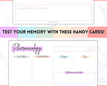Load image into Gallery viewer, Drug Card Template, Nursing Pharmacology Printable Notes, Nursing School Student Study Guide | Pastel Rainbow