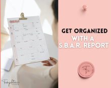 Load image into Gallery viewer, SBAR Nurse Brain Report Sheet | ICU Nurse Report, RN Nursing, New Grad, Patient Assessment, Printable Template | Pink Watercolor