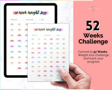 Load image into Gallery viewer, 52 Week Weight Loss Tracker & Monthly Challenge | Weight Loss Chart, Pounds Lost Fitness Tracker | Rainbow Swash