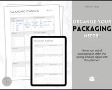 Load image into Gallery viewer, Packaging Planner Template Printable | Digital Small Business Product Planner | Mono