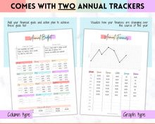 Load image into Gallery viewer, Annual Budget Tracker | Bill, Expenses, Income & Savings Tracker | Pastel Rainbow