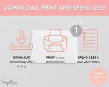 Load image into Gallery viewer, No Spend Challenge BUNDLE | Printable 30 day, 60 day, 90 day Savings Challenge & Monthly Spending Tracker | Pink Watercolor