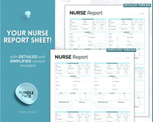 Load image into Gallery viewer, 4 Patient Nurse Report Sheet to Organize your Shifts | Nurse Brain Sheet, ICU Nurse Report Patient Assessment Template | Blue