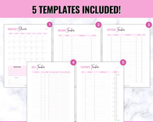 Load image into Gallery viewer, Savings Tracker BUNDLE | Income, Expenses, Savings & Bill Tracker Printables, Personal Finance Planner Binder | Brit Pink