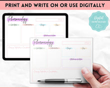 Load image into Gallery viewer, Drug Card Template, Nursing Pharmacology Printable Notes, Nursing School Student Study Guide | Pastel Rainbow