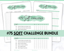 Load image into Gallery viewer, EDITABLE 75 SOFT Challenge Tracker | 75soft Printable Challenge, Fitness & Health Planner | Green Watercolor