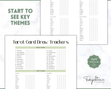 Load image into Gallery viewer, Tarot Card Trackers & Monthly Readings | Learn Tarot Card Readings, Tarot Spreads | Beginner Tarot Planner Workbook, Grimoire & Cheat Sheets | Green