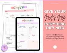 Load image into Gallery viewer, Nanny Schedule, Notes & Report Template for Baby | Babysitter Info Hiring Guide, Nanny Checklist & Planner, Baby Daily Log | Pastel Rainbow