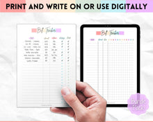 Load image into Gallery viewer, Bill Payment Tracker Printable | Monthly Bill Organizer, Checklist & Calendar | Pastel Rainbow