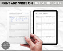 Load image into Gallery viewer, Packaging Planner Template Printable | Digital Small Business Product Planner | Mono