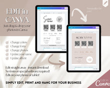 Load image into Gallery viewer, Scan to Pay Sign Shop Logo Editable Sign | QR Code Payment Sign for Small Businesses | Lux