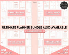 Load image into Gallery viewer, Fitness Planner Ultimate Bundle | Weight Loss, Workout, Fitness, Wellnes & Health, Meal Planner, Self Care, Habit Tracker | Pink Watercolor